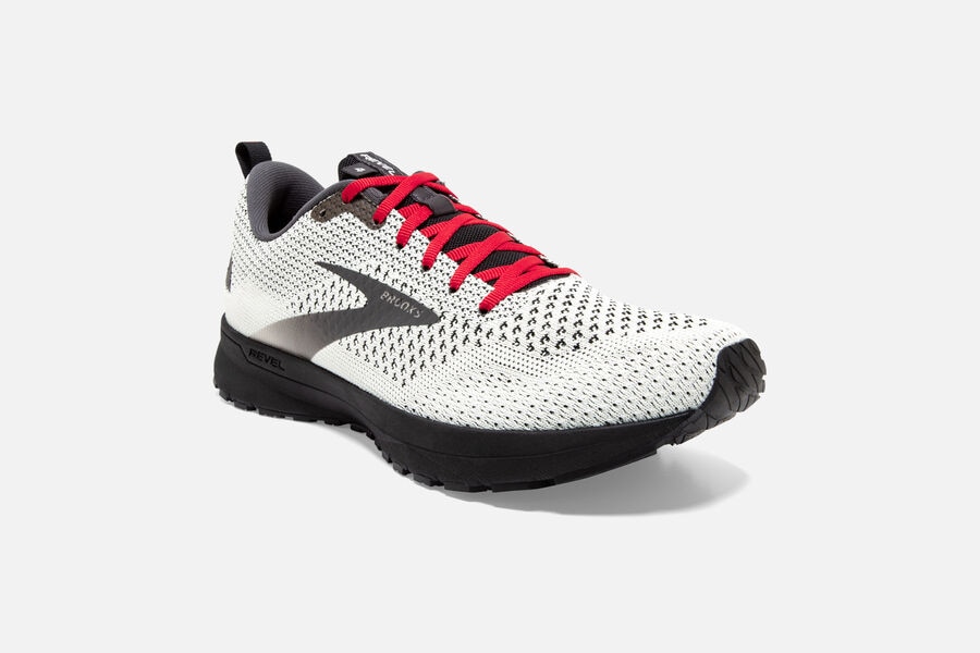 Brooks Revel 4 Road Löparskor Herr - Vita/Svarta/Röda - 9542-BLFKX